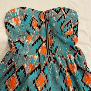 Tribal Print Strapless Dress